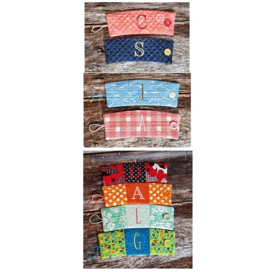 Monogrammed Button Coffee Wrap | Machine Embroidery Designs by JuJu