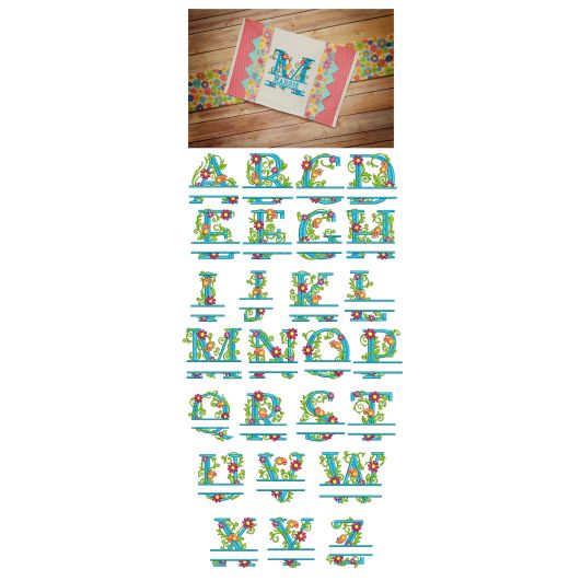Split Floral Monogram Machine Embroidery Designs by JuJu