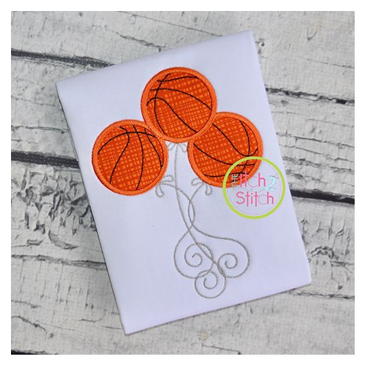 Basketball Balloons Applique Design | Machine Embroidery Designs by JuJu