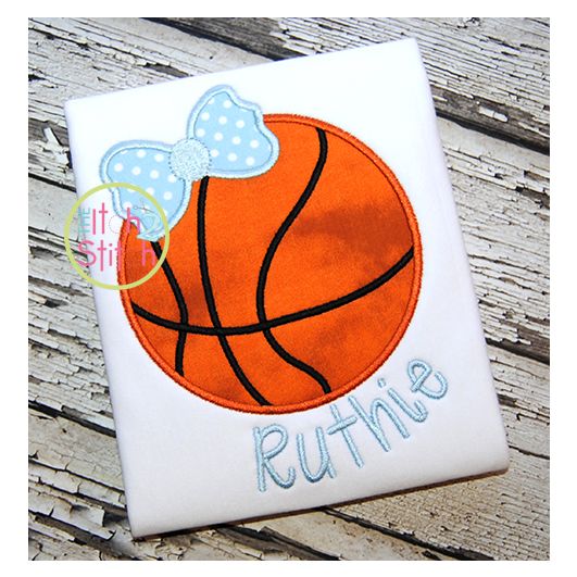 Basketball Bow Applique | Machine Embroidery Designs by JuJu