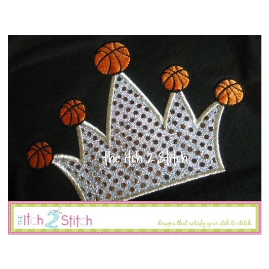 Basketball Crown Applique | Machine Embroidery Designs by JuJu