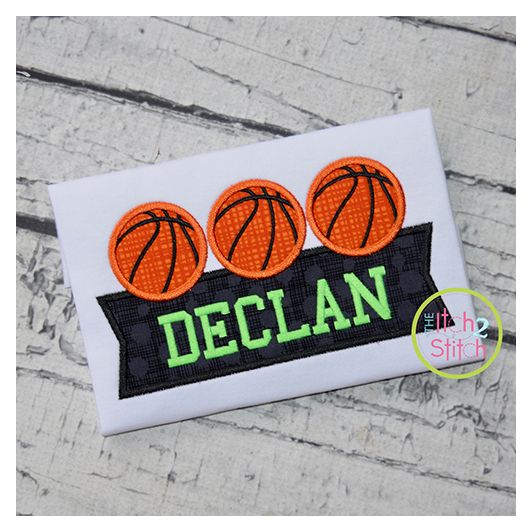 Basketball Trio Banner Applique Design | Machine Embroidery Designs by JuJu