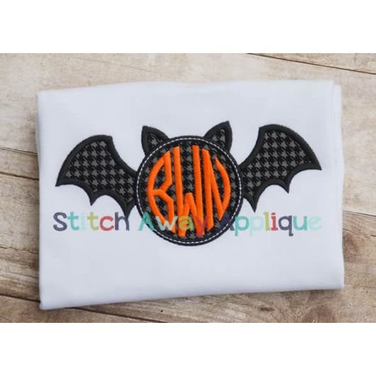 Bat Monogram Circle | Machine Embroidery Designs by JuJu