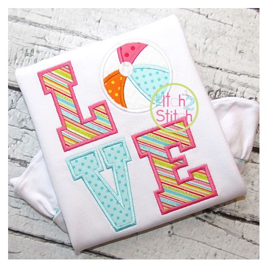 Beachball LOVE Applique | Machine Embroidery Designs by JuJu