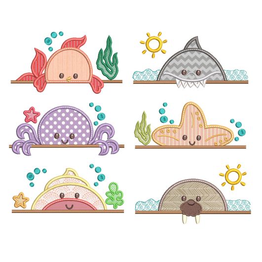 Beach Peekers Machine Embroidery Designs by JuJu