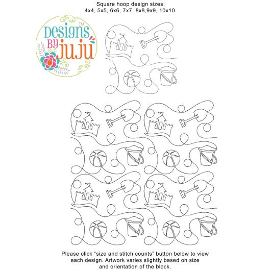 Beach Summer 2 End-to-End Quilting | Machine Embroidery Designs by JuJu