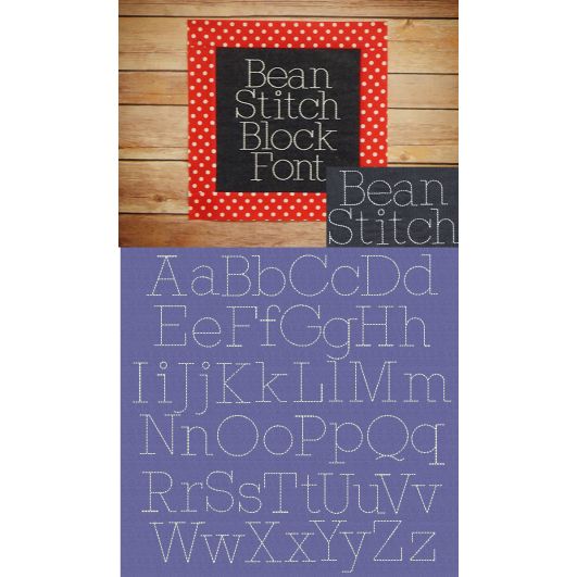 Bean Stitch Block Font Machine Embroidery Designs by JuJu
