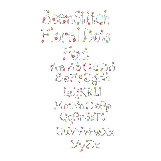 Bean Stitch Floral Dots Alphabet Machine Embroidery Designs by JuJu