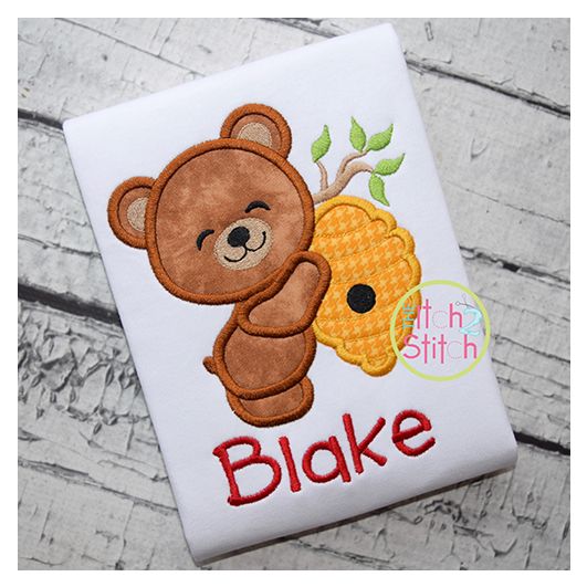 Bear Hugs Beehive Applique | Machine Embroidery Designs by JuJu