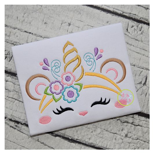 Bear Unicorn Horn Embroidery | Machine Embroidery Designs by JuJu