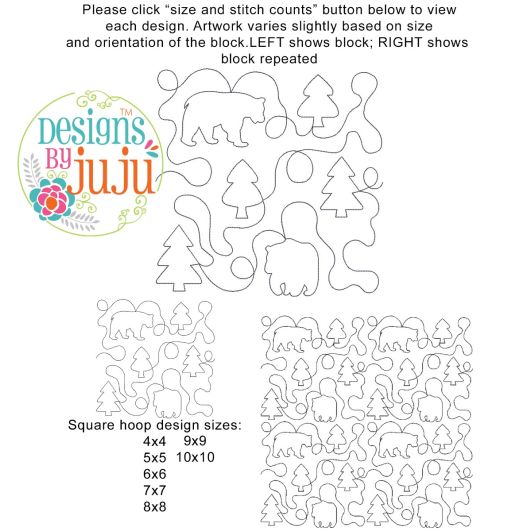 Bears and Trees End-to-End Quilting | Machine Embroidery Designs by JuJu