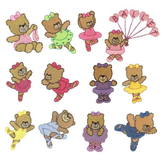 Beary Sweet Ballerinas Machine Embroidery Designs by JuJu