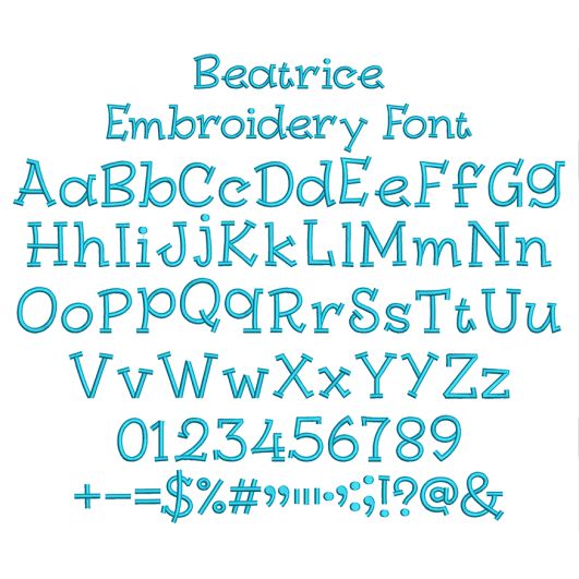 Beatrice Embroidery Font | Machine Embroidery Designs by JuJu
