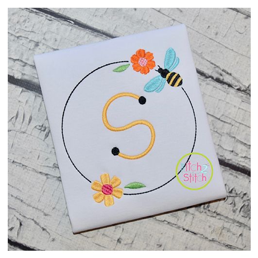 Bee Bloom Frame Embroidery Design | Machine Embroidery Designs by JuJu