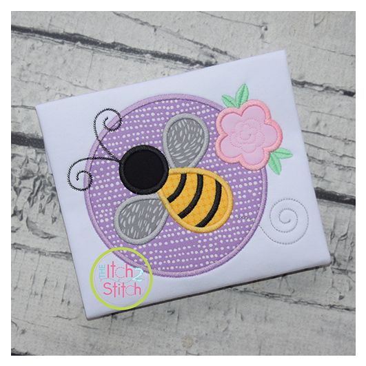 Bee Circle Applique Design | Machine Embroidery Designs by JuJu