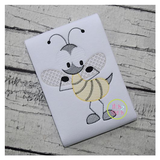 Bee Flexing Muscles Sketch Embroidery | Machine Embroidery Designs by JuJu