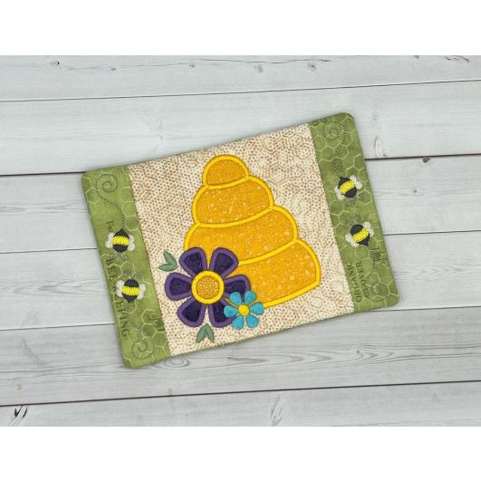 ITH Busy Bees Beehive Mug Rug | Machine Embroidery Designs by JuJu