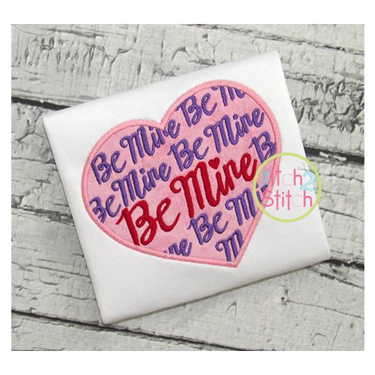 Be Mine Script Heart Applique | Machine Embroidery Designs by JuJu