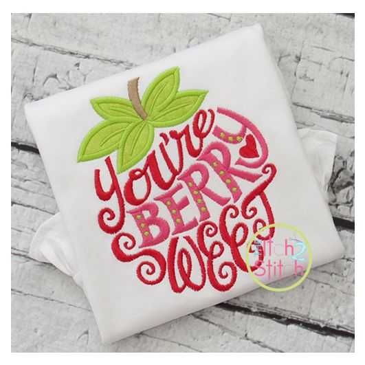 You're Berry Sweet Strawberry Applique | Machine Embroidery Designs by JuJu