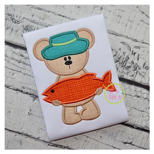 Big Fish Bear Applique | Machine Embroidery Designs by JuJu