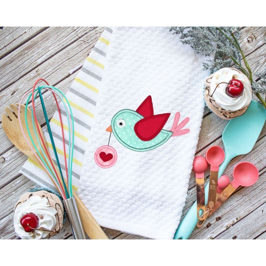 Valentine Heart Bird Applique| Machine Embroidery Designs by JuJu