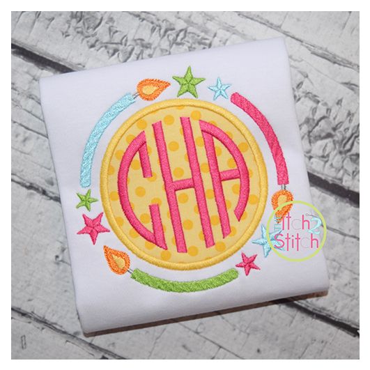 Birthday Monogram Frame Applique | Machine Embroidery Designs by JuJu