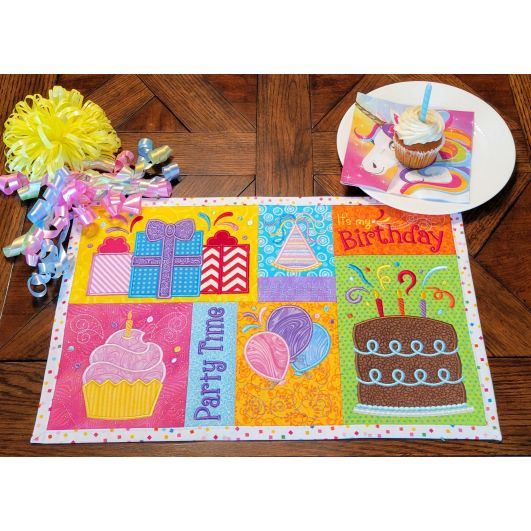 ITH Birthday Placemat 1 | Machine Embroidery Designs by JuJu