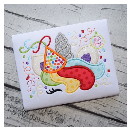 Birthday Unicorn Horn Applique | Machine Embroidery Designs by JuJu