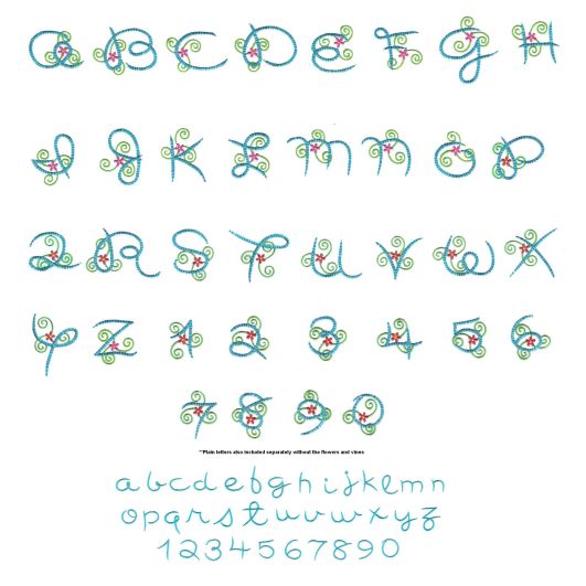 Bloomin Alphabet Machine Embroidery Designs by JuJu