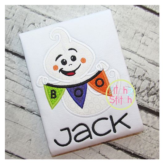 Boo Banner Ghost Applique | Machine Embroidery Designs by JuJu