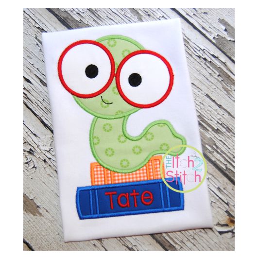 Book Worm 2 Applique | Machine Embroidery Designs by JuJu