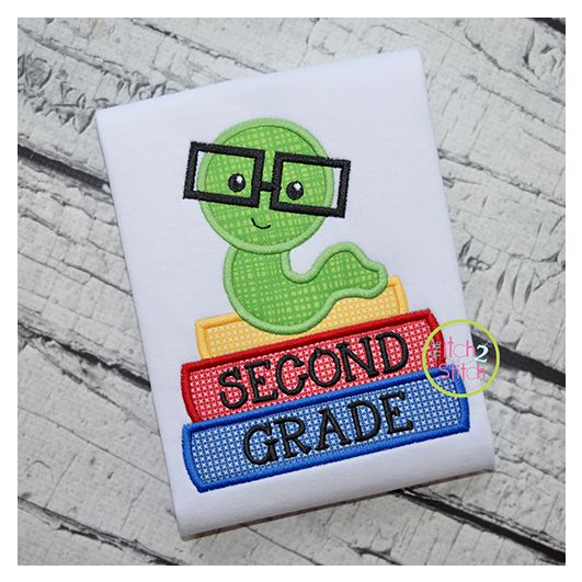 Bookworm Elementary Grades Boy Applique Design Set