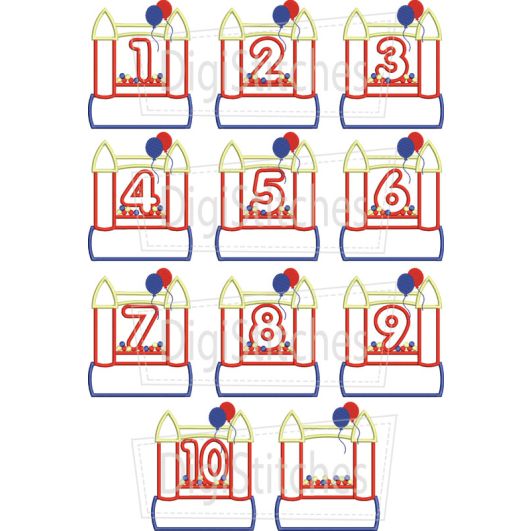 Bounce House Birthday Numbers Applique