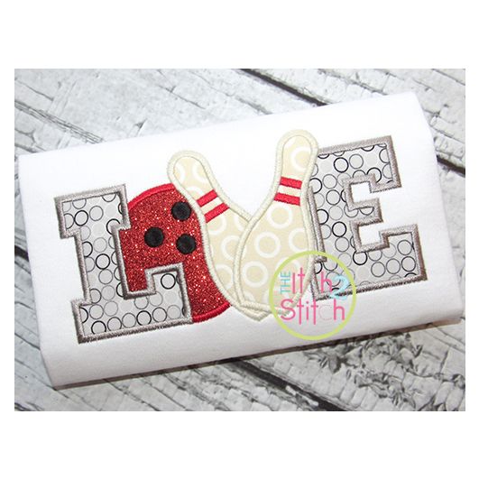 Bowling Love Applique | Machine Embroidery Designs by JuJu