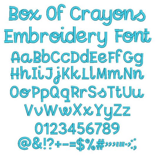 Box Of Crayons Embroidery Font | Machine Embroidery Designs by JuJu