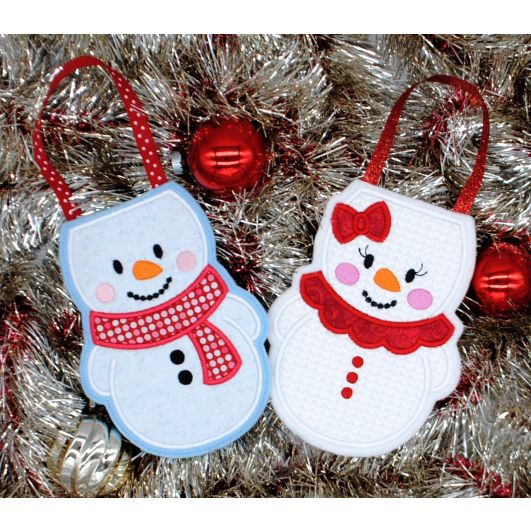 Mr and Mrs Snowman Treat Bags | Machine Embroidery Designs by JuJu