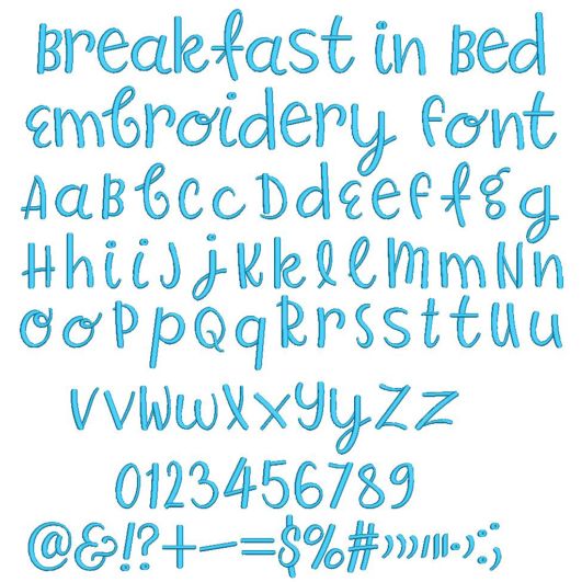 Breakfast In Bed Embroidery Font | Machine Embroidery Designs by JuJu
