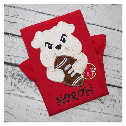 Bulldog Football Mascot Applique | Machine Embroidery Designs by JuJu