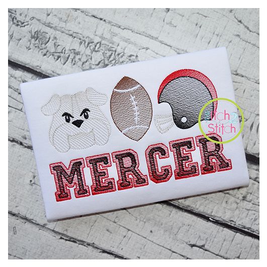 Bulldog Football Trio Sketch Embroidery | Machine Embroidery Designs by JuJu