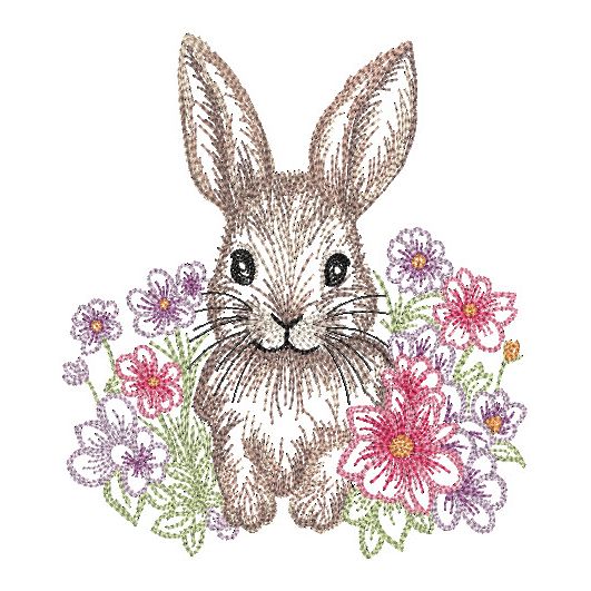 Elegant Easter Bunny Vintage Sketch | Machine Embroidery Designs by JuJu