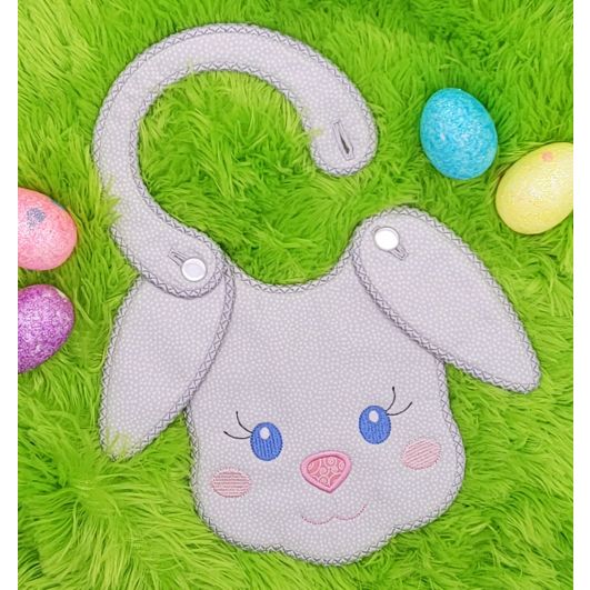 ITH Bunny Face Baby Bib | Machine Embroidery Designs by JuJu