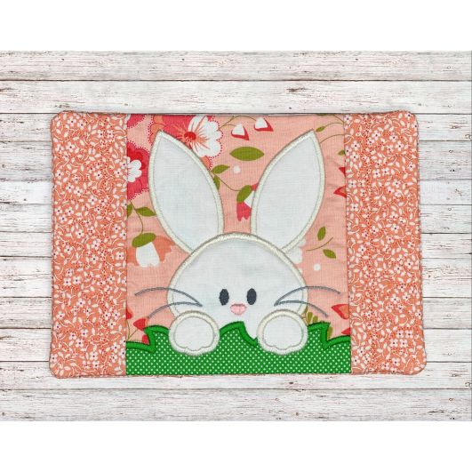 ITH Peeking Bunny Mug Rug | Machine Embroidery Designs by JuJu