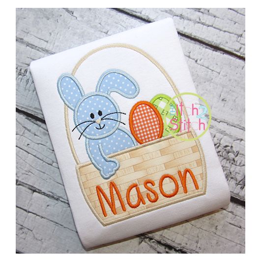 Easter Bunny Basket Applique | Machine Embroidery Designs by JuJu