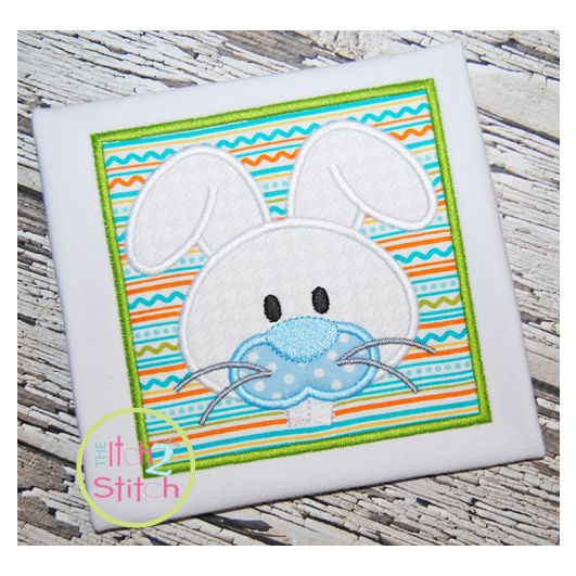Bunny Face Box Applique | Machine Embroidery Designs by JuJu