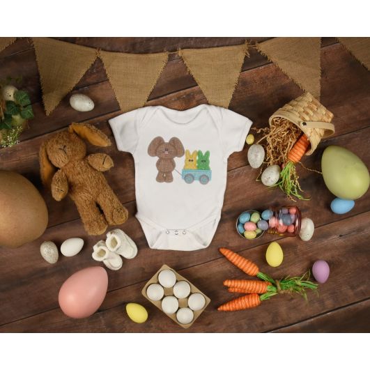 Bunny Boy Wagon And Pal Applique | Machine Embroidery Designs by JuJu