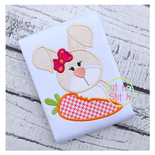 Easter Bunny Carrot Girl Applique | Machine Embroidery Designs by JuJu