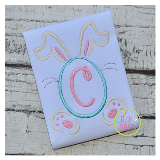 Bunny Egg Monogram Frame Embroidery Design | Machine Embroidery Designs by JuJu