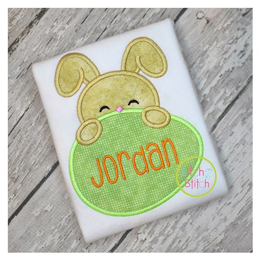 Bunny Egg Peeker Boy Applique | Machine Embroidery Designs by JuJu