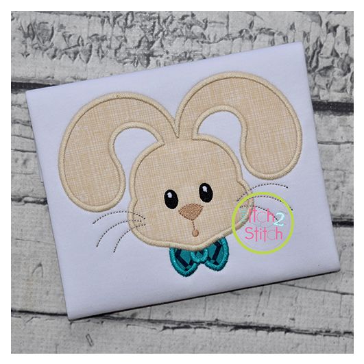 Bunny Face Boy Applique | Machine Embroidery Designs by JuJu