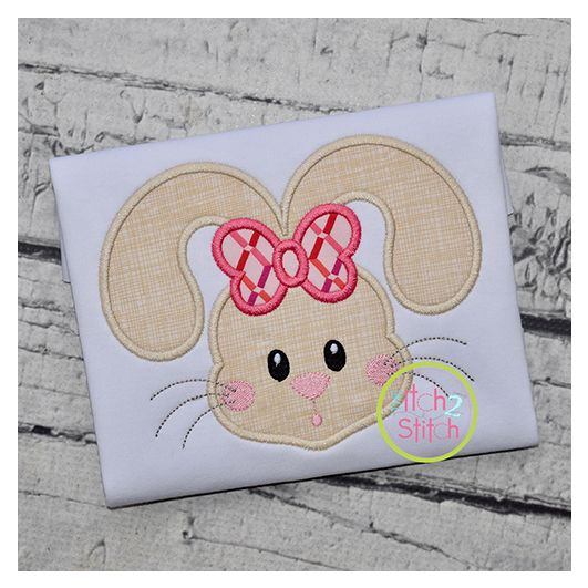 Bunny Face Girl Applique | Machine Embroidery Designs by JuJu